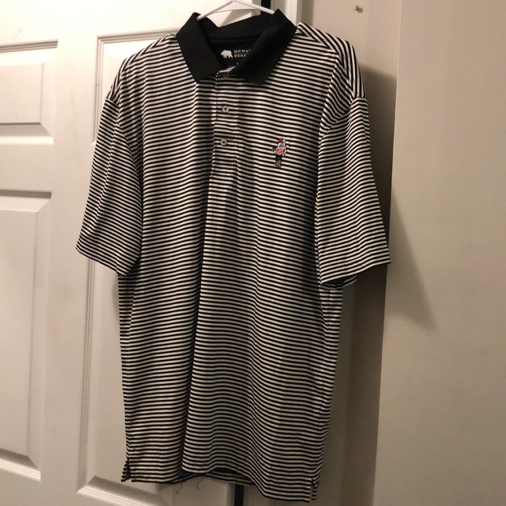 Onward Reserve University of Georgia Bulldogs Golf Dawg Black White Stripe Polo